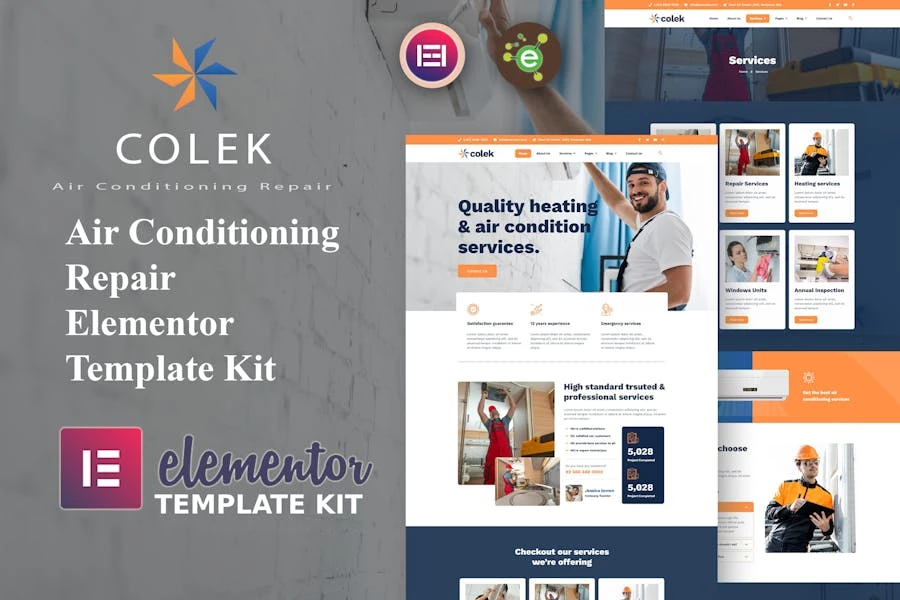Colek – Template Kit Elementor para servicios de reparación de aire acondicionado