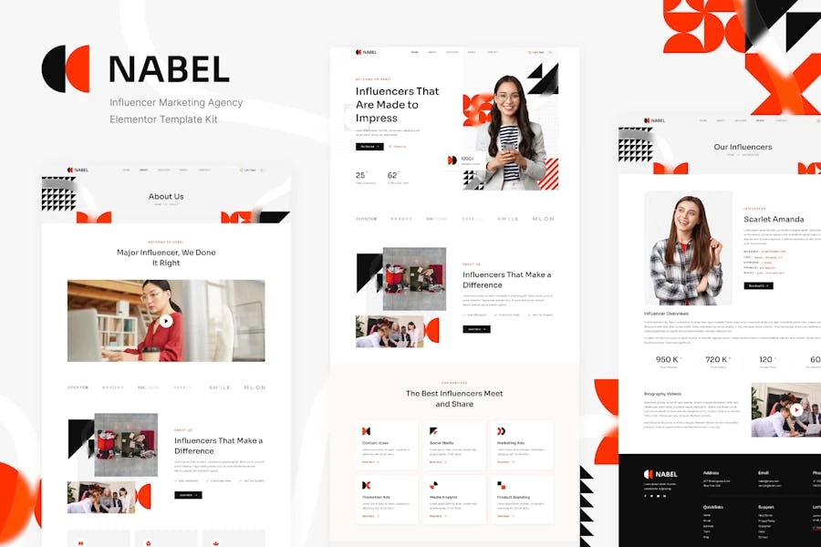 Nabel – Template Kit Elementor para Agencia de marketing de influenciadores