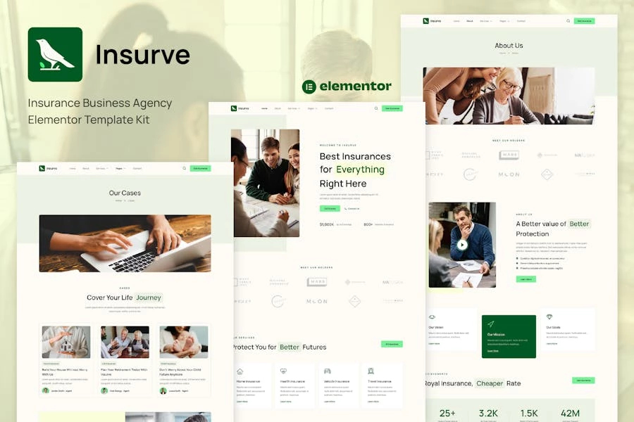 Insurve – Template Kit Elementor para Agencia comerciales de seguros