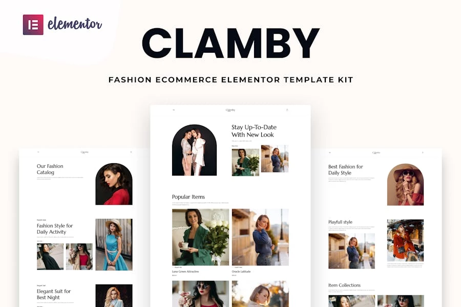 Clamby – Kit de plantillas Elementor Pro para comercio electrónico de moda