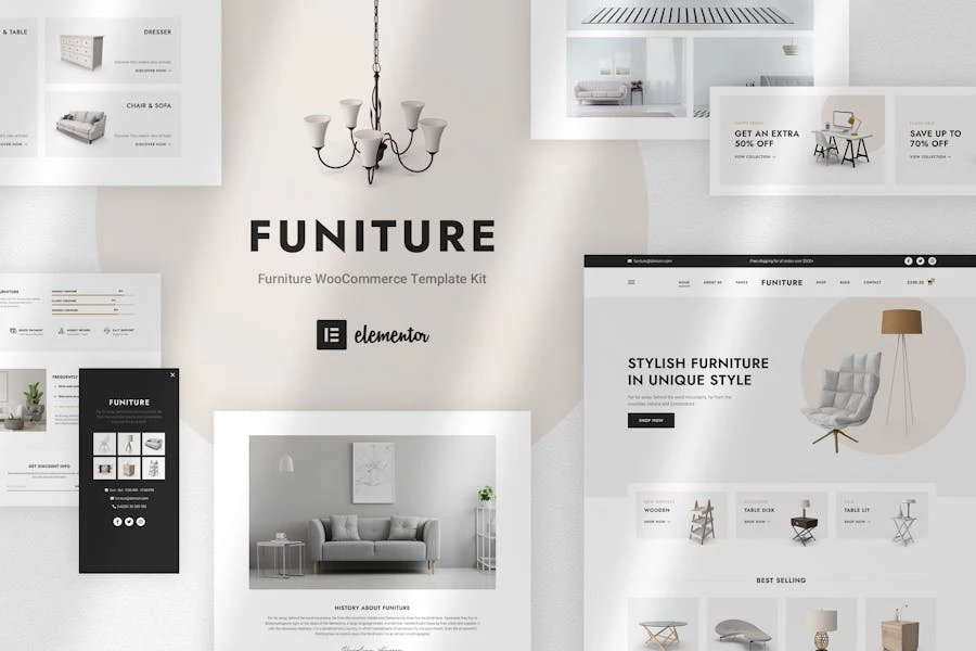 Funiture – Template Kit Elementor para tienda de muebles