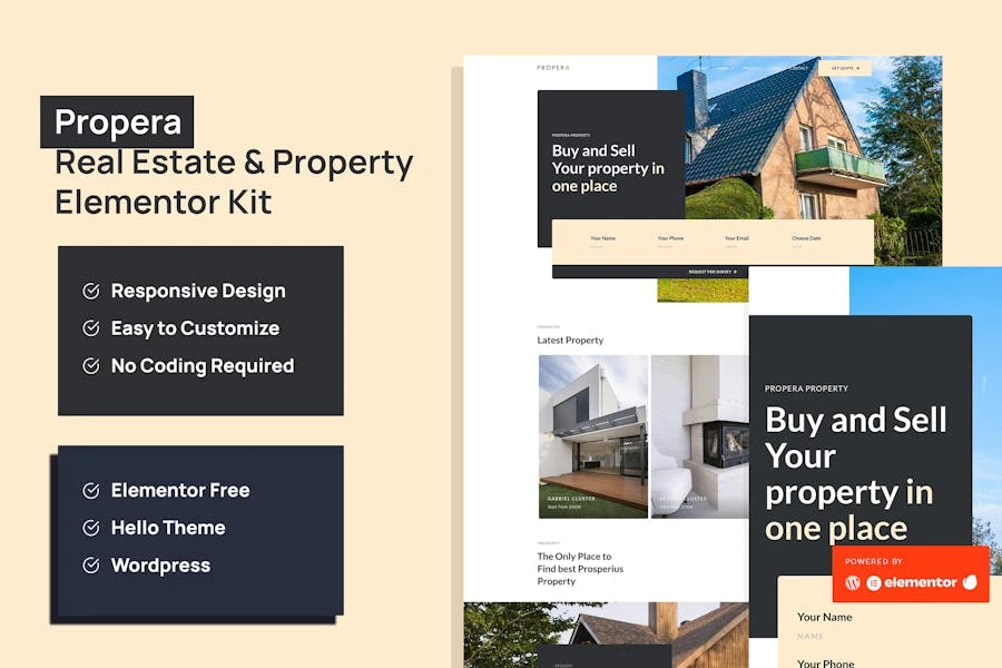 Propera – Template Kit Elementor para bienes raíces