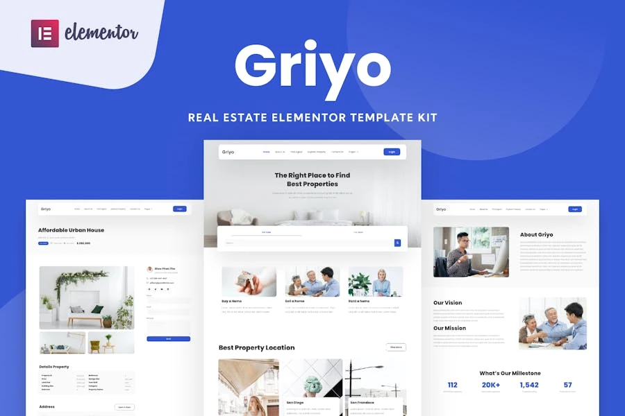 Griyo – Kit de plantillas de Elementor para bienes raíces