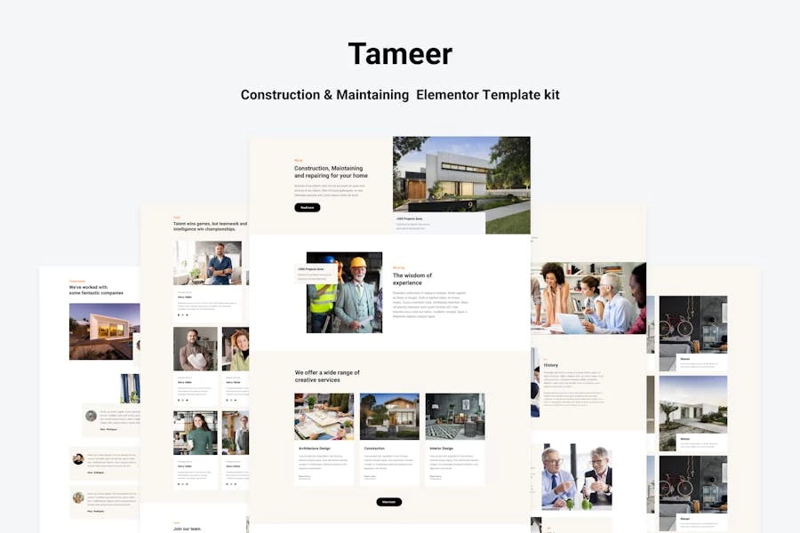 Tammer – Kit de Plantillas Elementor para Construcción y Mantenimiento
