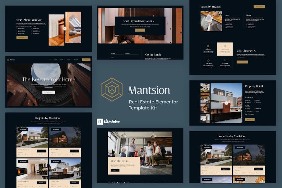 Mantsion – Template Kit Elementor para bienes raíces