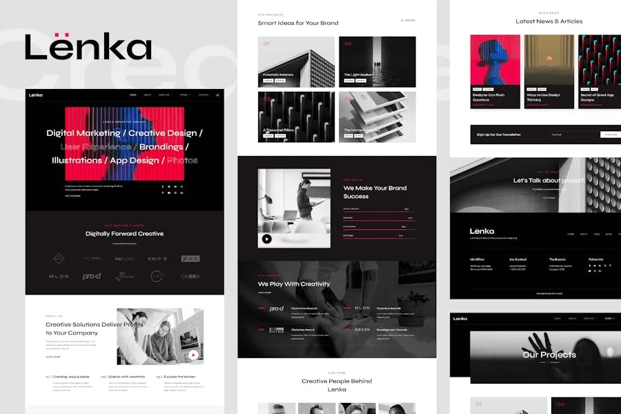 Lenka – Template Kit Elementor para Agencia digitales creativas
