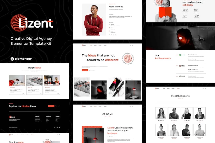 Lizent – Template Kit de Elementor de agencia digital creativa