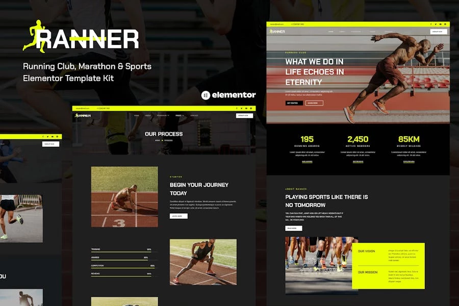 Ranner — Template Kit Elementor para club de carreras de maratón y deportes
