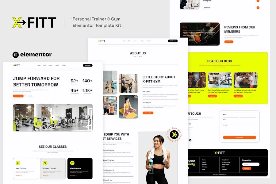 X-Fitt – Template Kit Elementor para gimnasio y entrenador personal