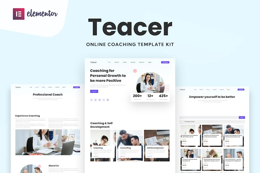 Teacer – Kit de plantillas Elementor de entrenamiento en línea