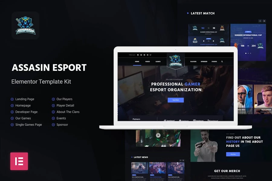 Assasin | Template Kit de Elementor de eSport & Gaming