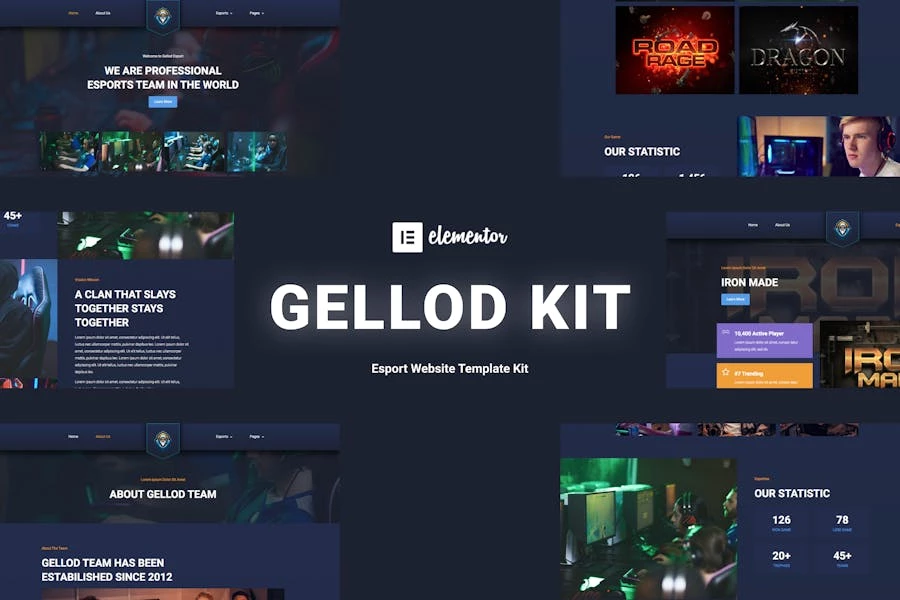 Gellod – Kit de plantillas Elementor para juegos de deportes electrónicos