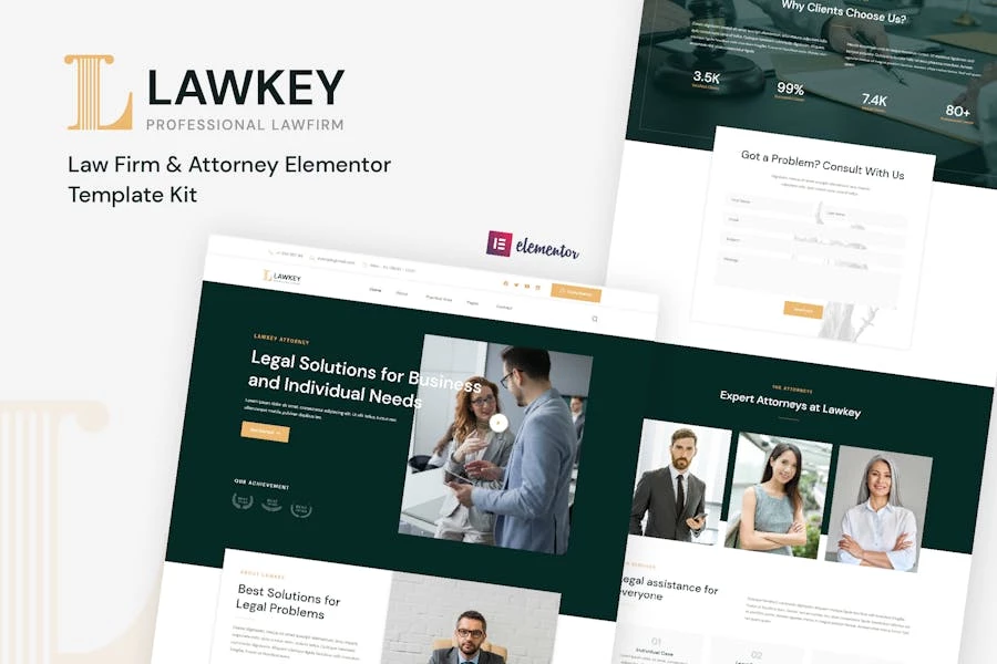 Lawkey – Template Kit Elementor para bufetes de abogados y abogados