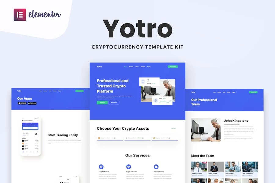 Yotro – Kit de plantillas Elementor para criptomonedas