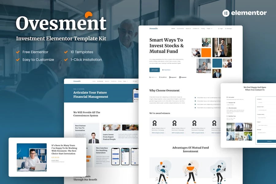 Ovesment – Template Kit Elementor para inversiones y finanzas