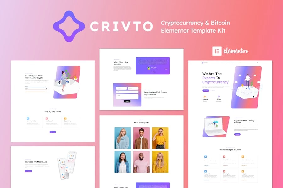 Crivto – Kit de plantillas Elementor para criptomonedas y Bitcoin