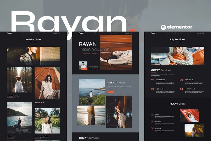 Rayan – Template Kit Elementor para fotografía y Porfolio