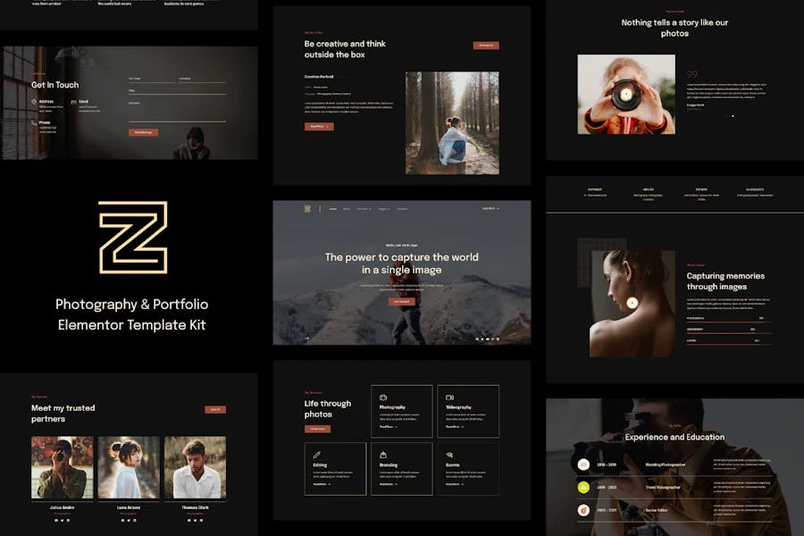 Zenin – Template Kit Elementor para fotografía y Porfolio