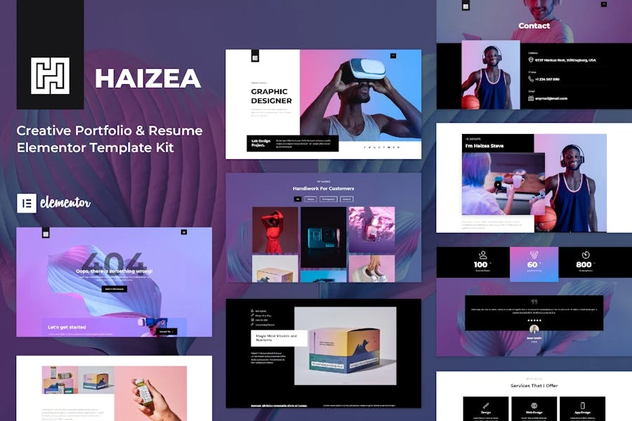 Haizea – Template Kit Elementor para Porfolio creativo y currículum