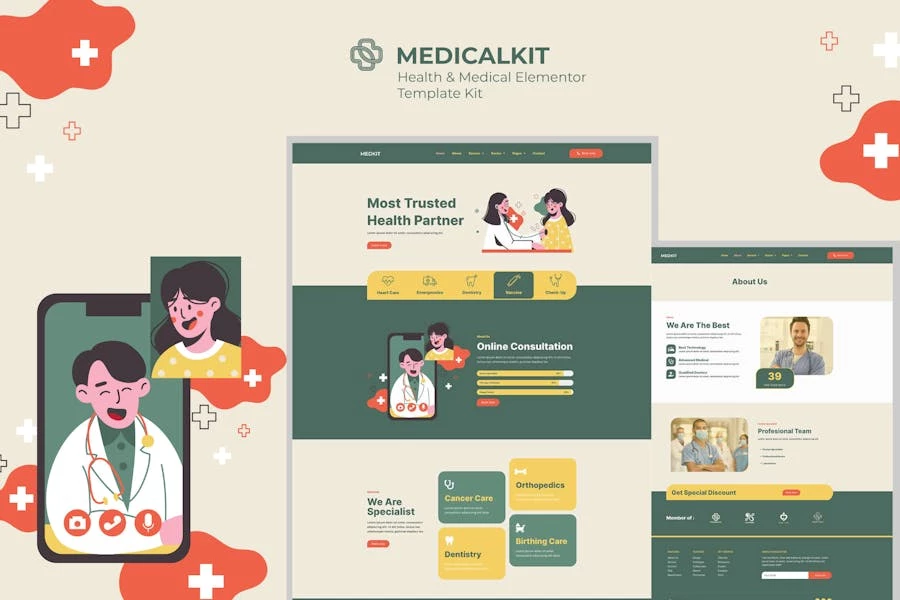 Medicalkit – Kit de plantillas Elementor de salud y atención clínica