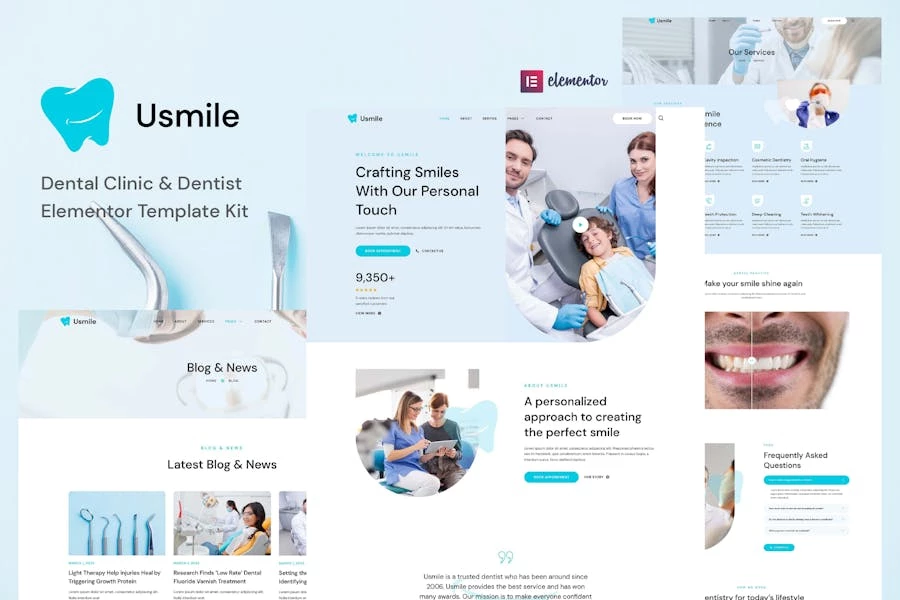 Usmile – Template Kit Elementor para clínicas dentales y dentistas