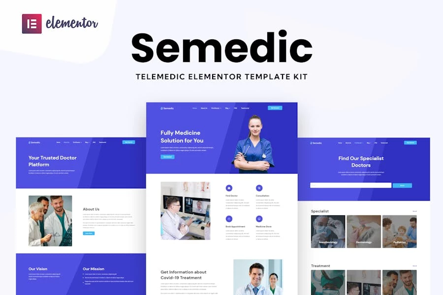 Semedic – Kit de plantillas Elementor de telesalud para médicos