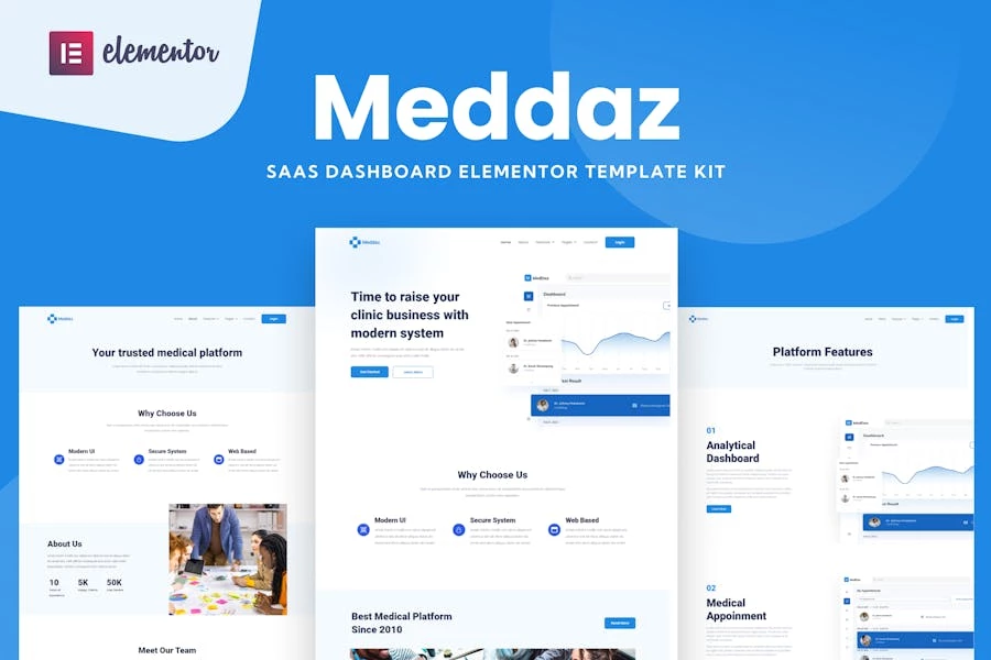 Meddaz – Kit de plantillas SaaS Medical Elementor