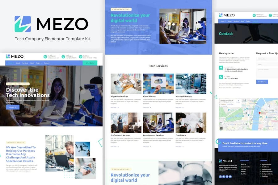 Mezo – Template Kit de Elementor de Tech Company