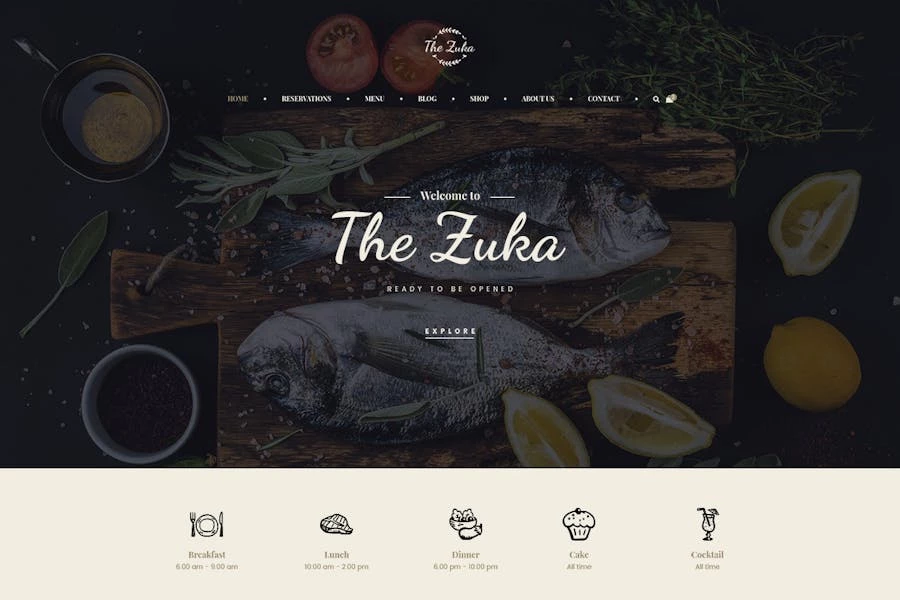 Zukares — Template Kit para restaurantes y cafeterías Food Elementor