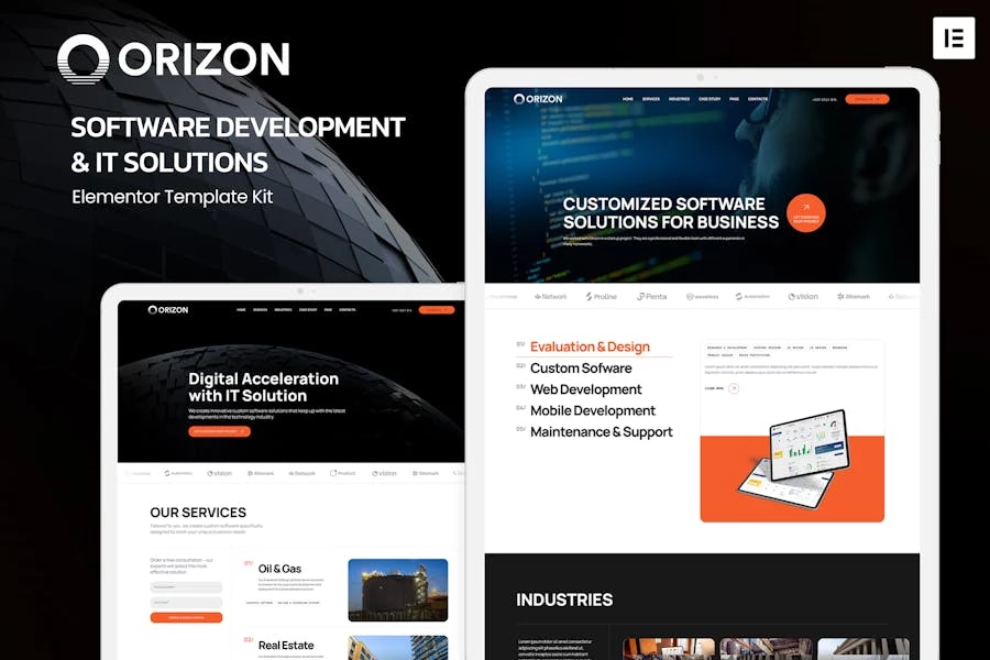 Orizon – Kit de plantillas Elementor para desarrollo de software y soluciones de TI
