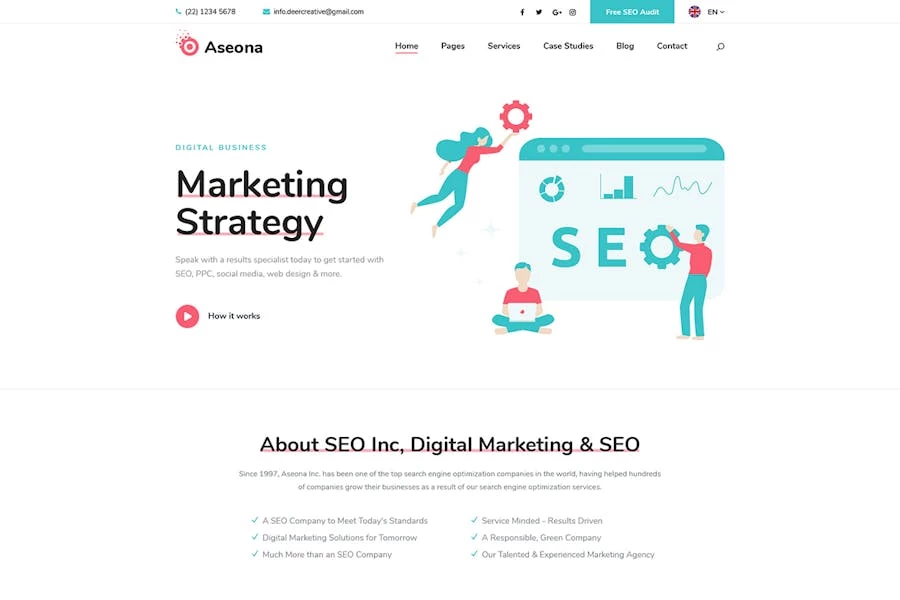 Aseona | Template Kit Elementor de marketing digital para SEO
