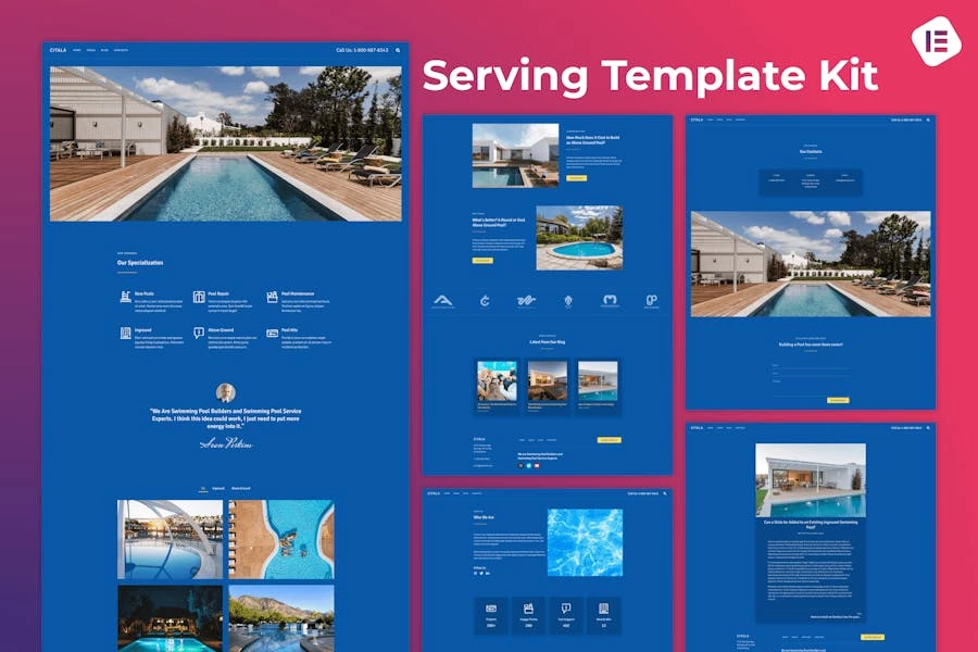 Citala — Kit de plantillas Elementor para empresa de mantenimiento de piscinas