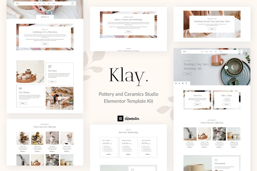 Klay – Template Kit Elementor para estudio de cerámica y cerámica