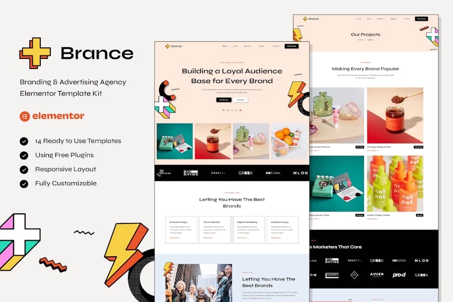 Brance – Template Kit Elementor para Agencia de marca y publicidad