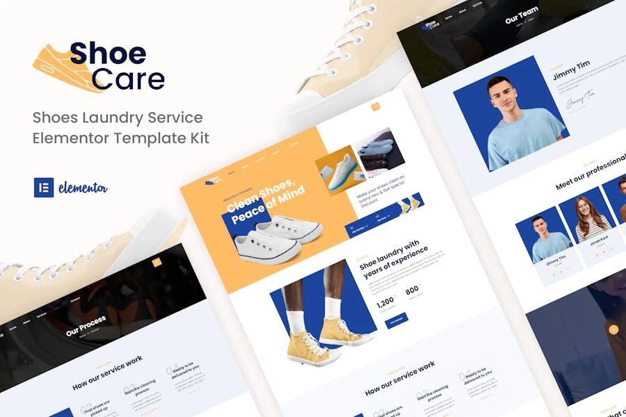 Shoecare – Template Kit Elementor para el servicio de lavandería de calzado