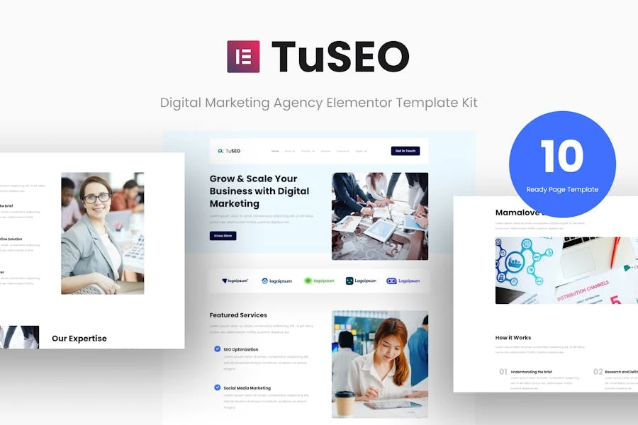 TuSEO – Kit de plantillas Elementor para agencia de marketing digital