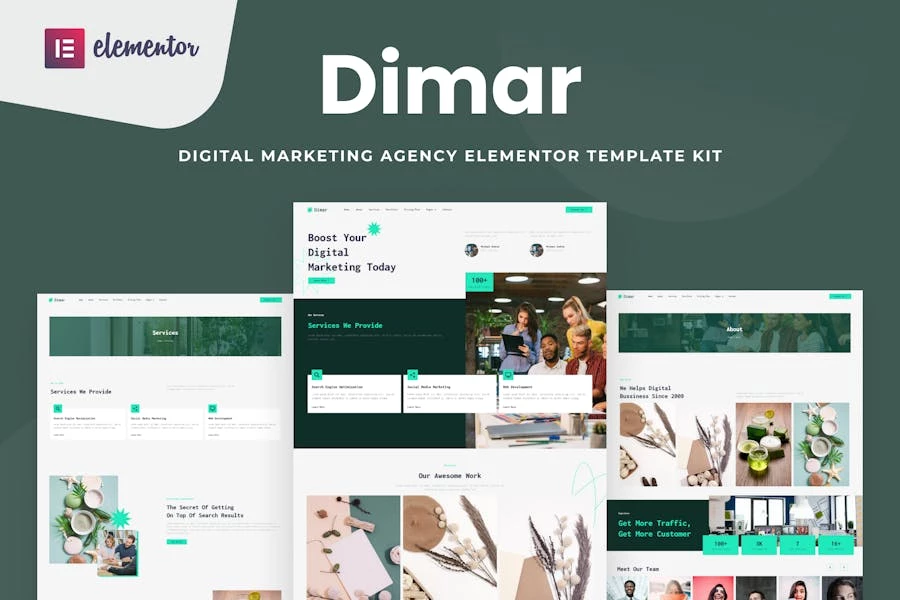 Dimar – Kit de plantillas Elementor de marketing digital