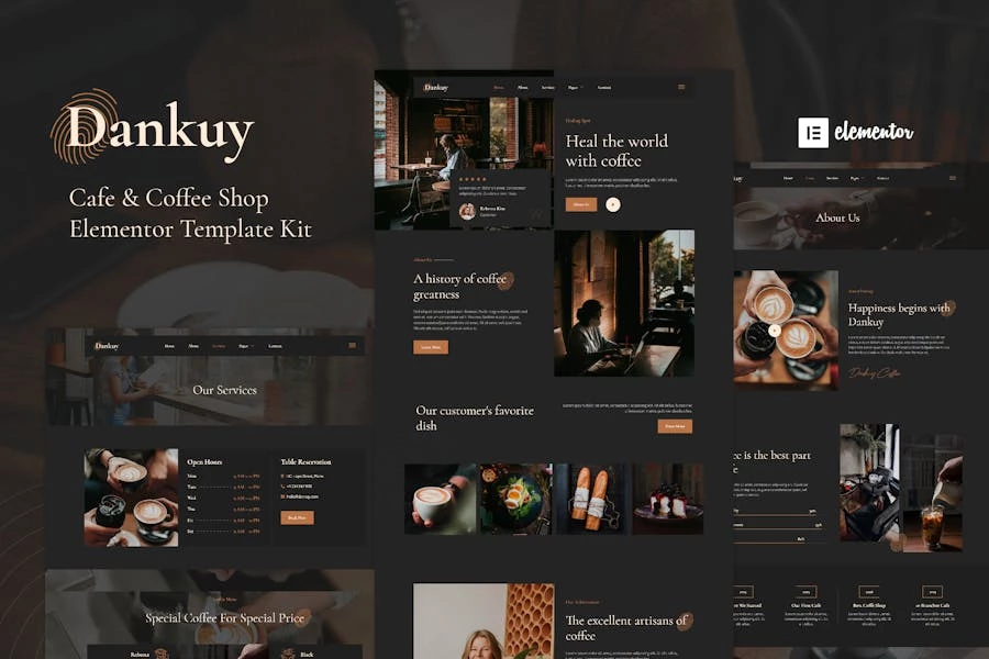 Dankuy – Template Kit Elementor para cafeterías y cafeterías