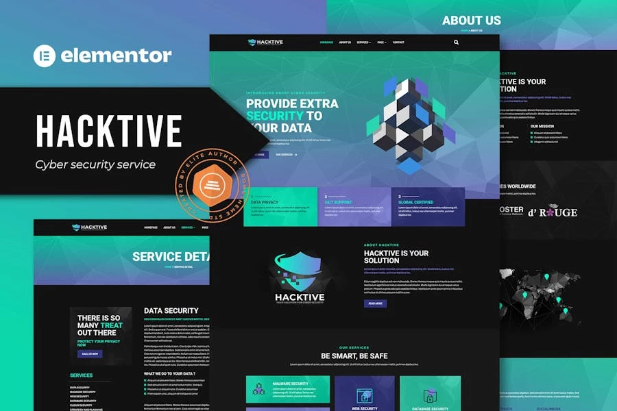 Hacktive – Template Kit Elementor del servicio de ciberseguridad
