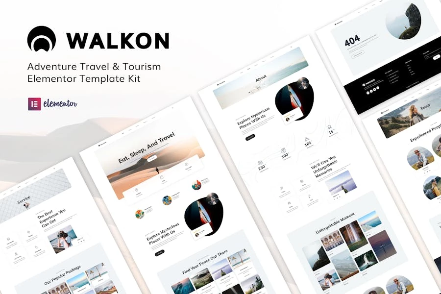 WalkOn – Kit de plantillas Elementor para viajes de aventura y turismo