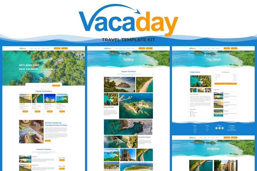 Vacaday – Kit de plantillas Elementor para agencias de viajes