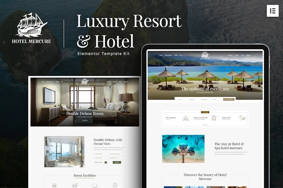 Hotel Mercure – Kit de plantillas Elementor para complejos turísticos y hoteles de lujo
