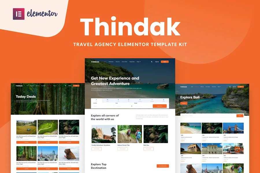 Thindak – Kit de plantillas Elementor para agencias de viajes