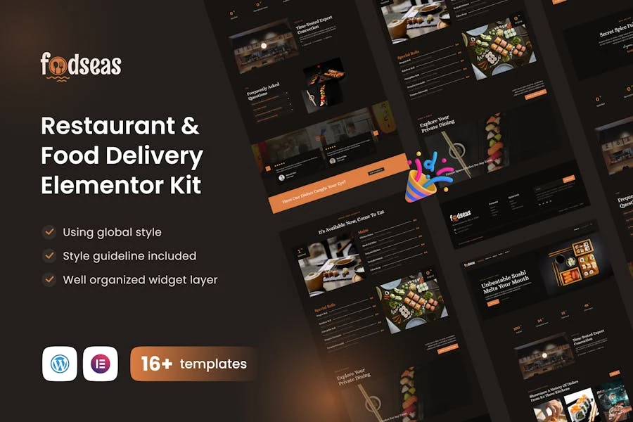 Template Kit Elementor para restaurantes japoneses Foodseas