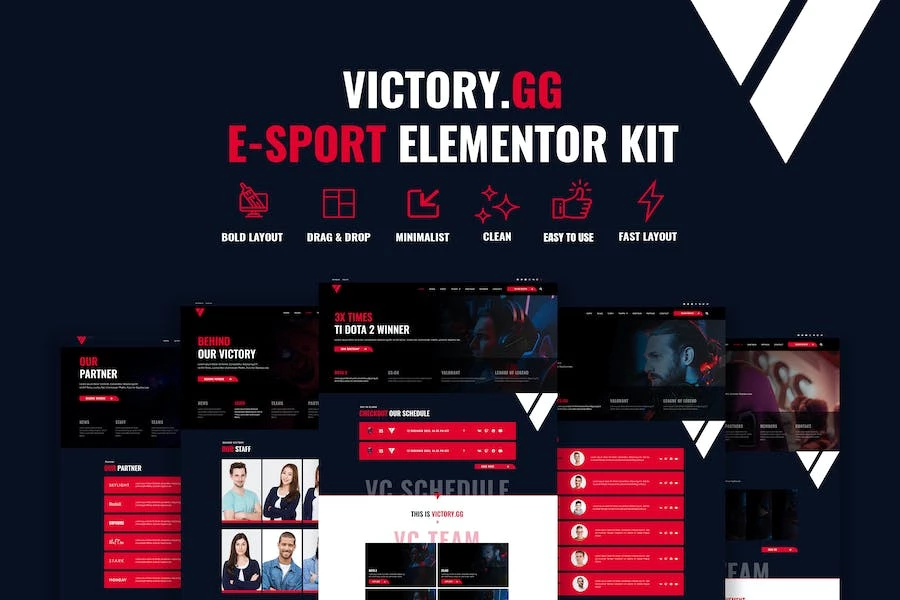 Victory: Template Kit Elementor de deportes electrónicos y juegos
