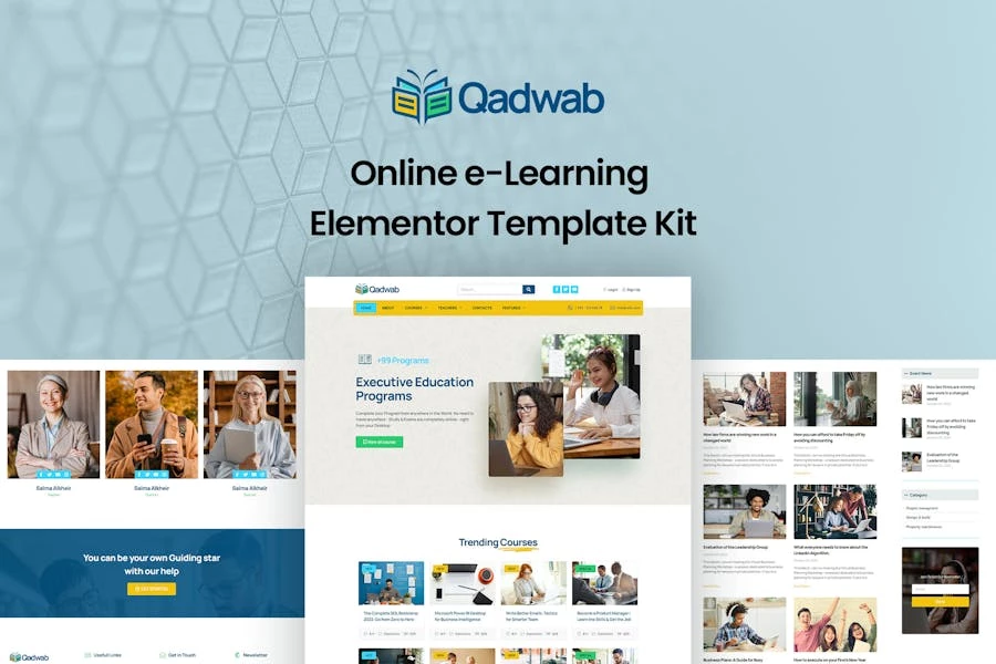 Qadwab – Template Kit de Elementor para aprendizaje electrónico en línea
