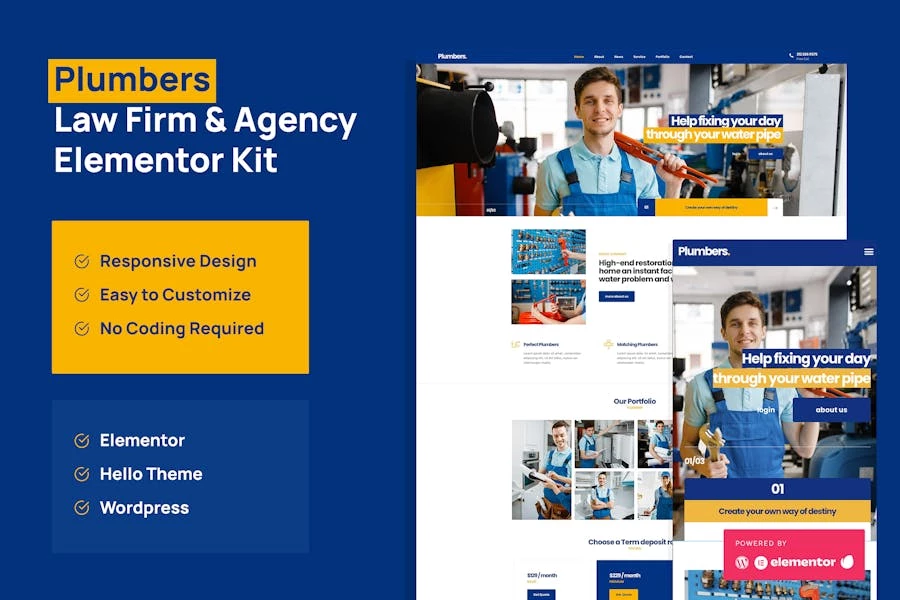Plumber – Company & Business Elementor Pro Template Kit