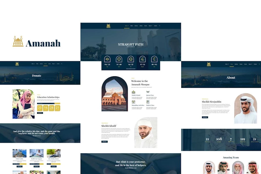 Amanah – Kit de plantillas Elementor para mezquitas y centros islámicos