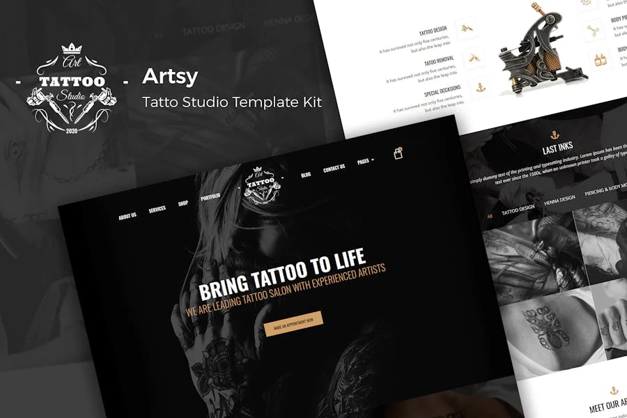Artsy – Template Kit Elementor para Tattoo Studio