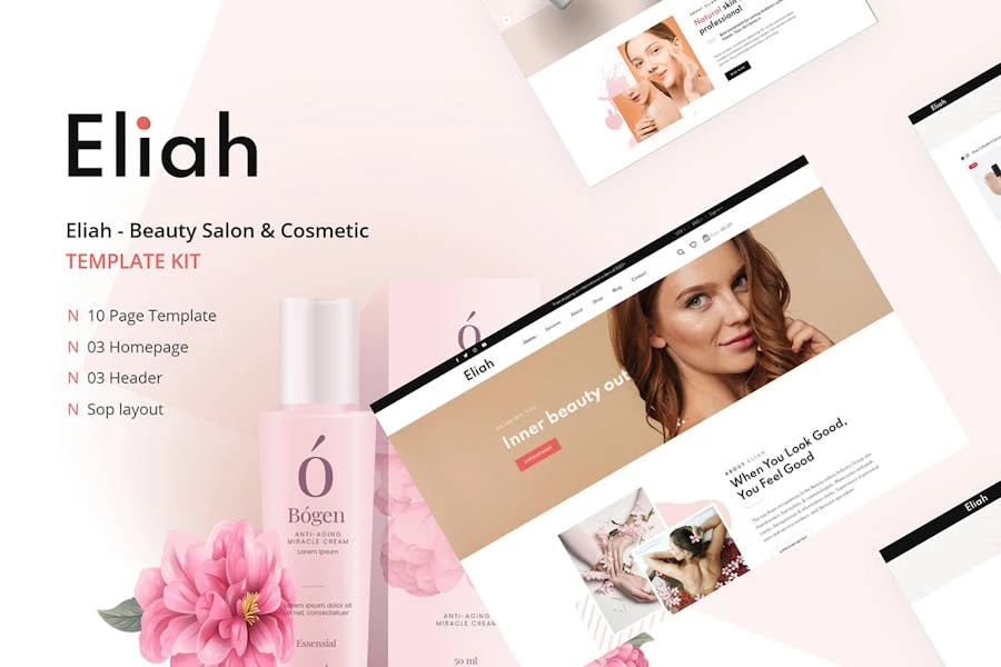 Eliah – Template Kit Elementor para salones de belleza y cosméticos